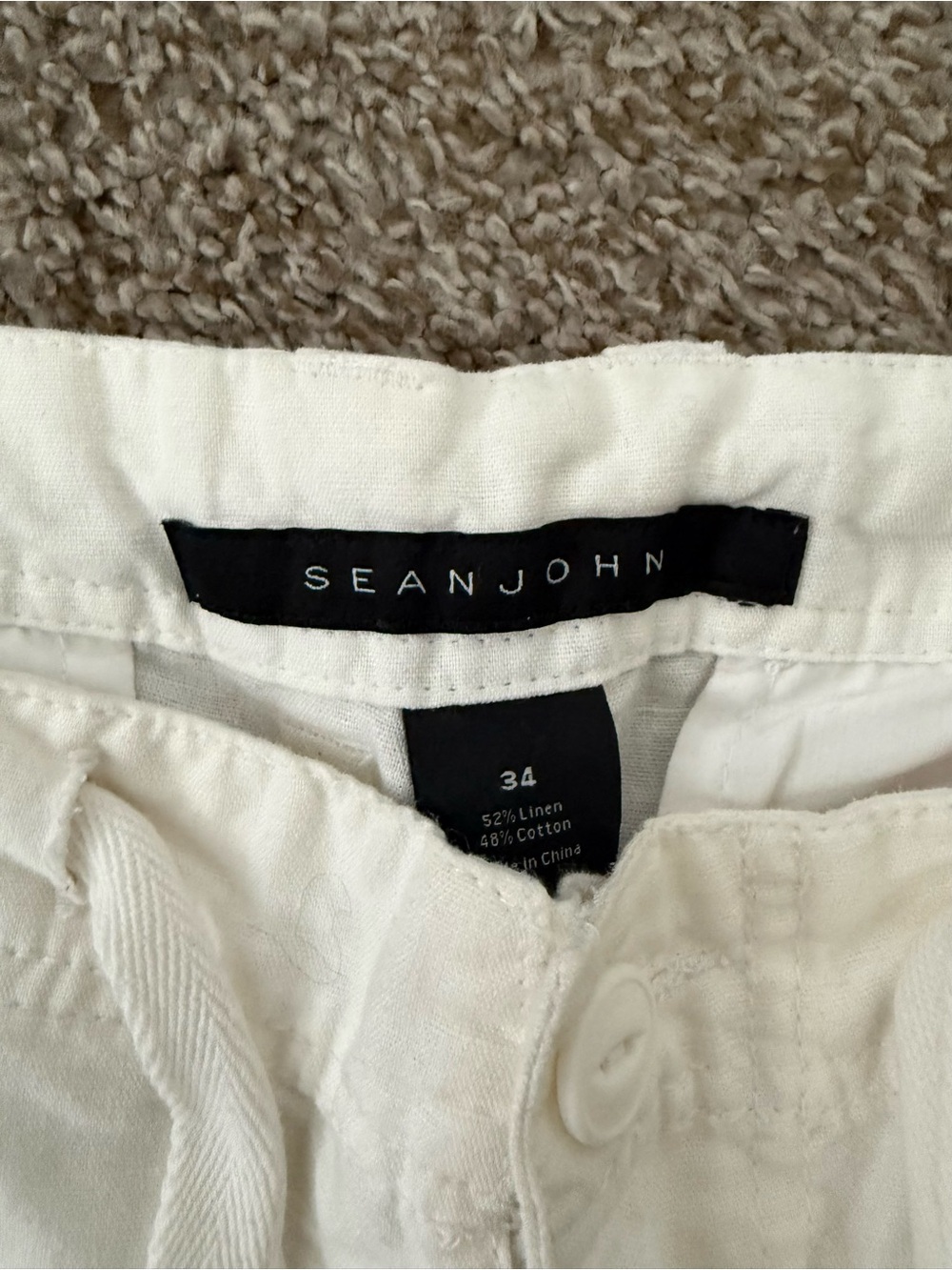 Sean John Cream Cargo Drawstring Shorts for Men - Picture 4 of 4